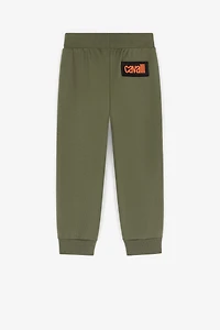 Logo-patch cotton trousers