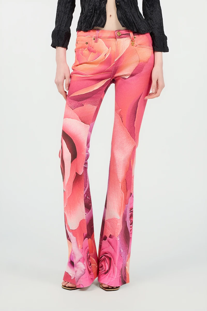 Fit & Flare Jeans With Garden Rose Print