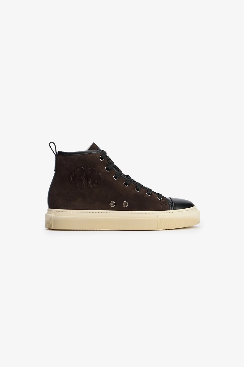 High-top sneakers chocolate with RC monogram