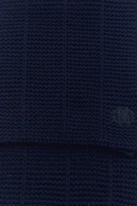 Dark Blue Scarf Ribbed Knit Cashmere Blend