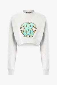 Cropped Sweatshirt With Mirror Snake Monogram