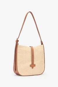 Beige Woven Medium Shoulder Bag
