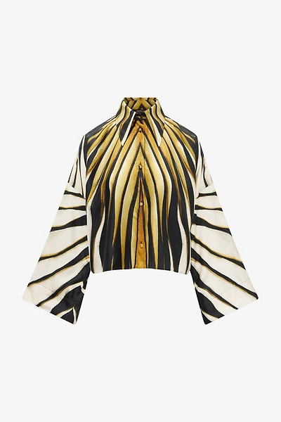 Ray Of Gold Print Silk Shirt