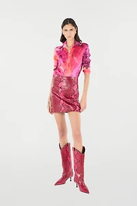 Shirt With Bejeweled Buttons And Rose Print