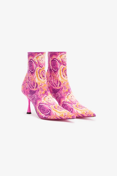 Ankle Boots With Rose Inlay