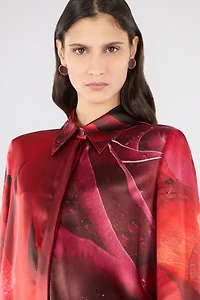 Mini Shirt Dress With Rose Print