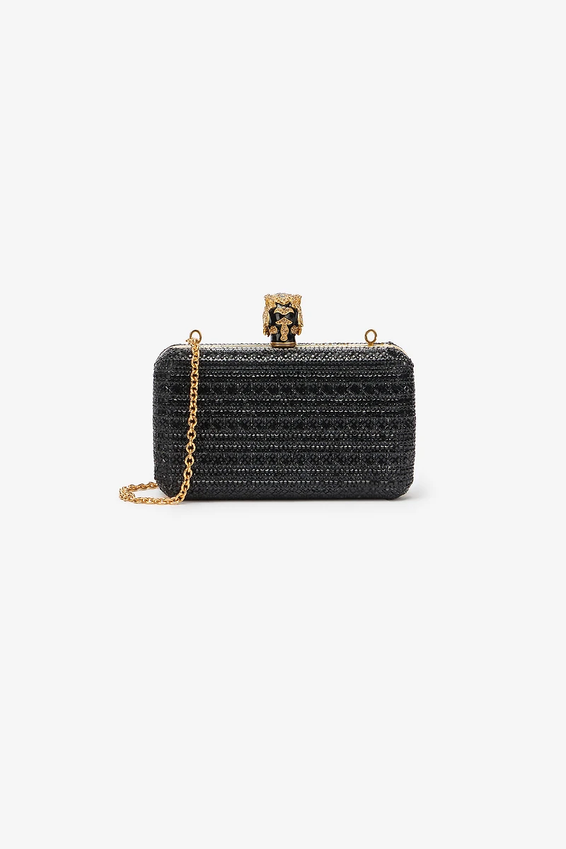 Clutch With Rhinestones And Tigers