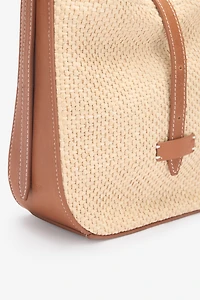 Beige Woven Medium Shoulder Bag