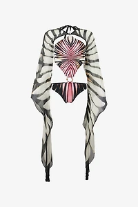 Trikini With Ray Of Pink Print