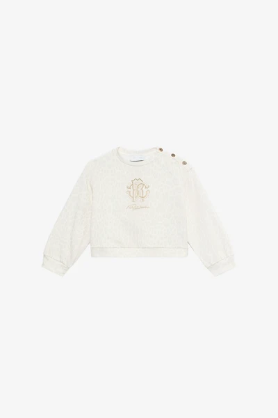 Ivory Sweatshirt with Jaguar Skin Print