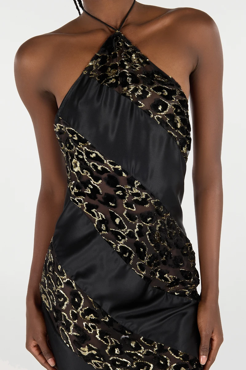 Long See-Through Dress With Leopard Print Pattern