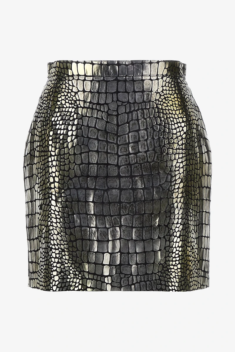 Leather skirt Croco print