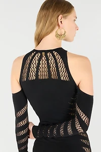 Midi Dress With Perforated Pattern