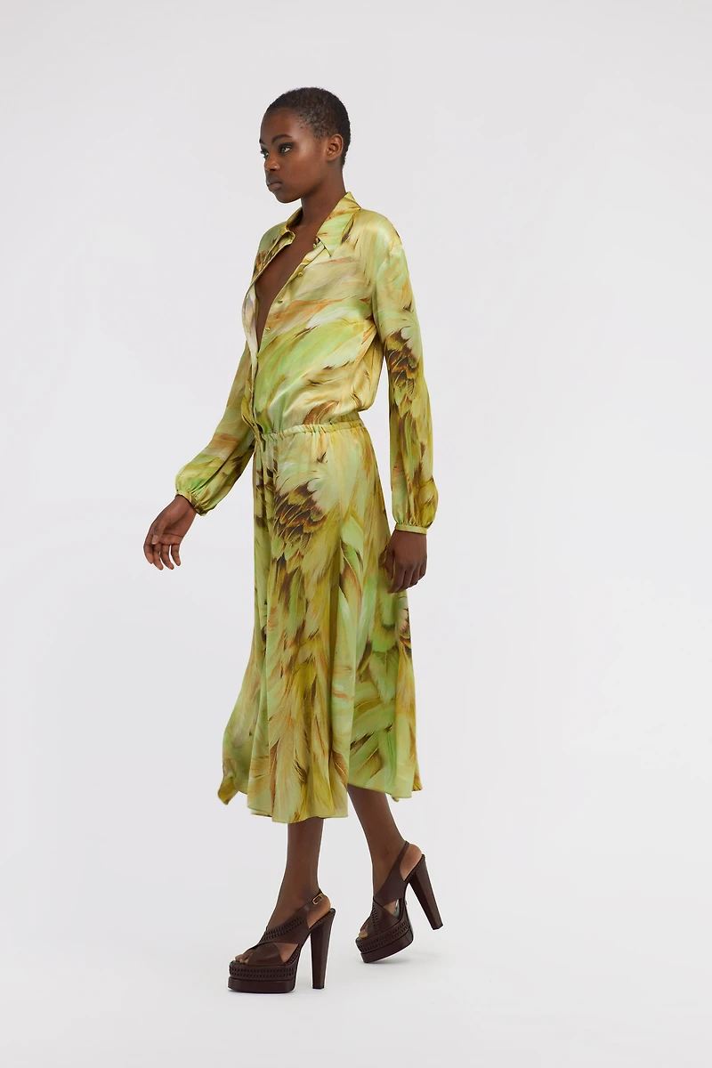 Long dress Plumage print