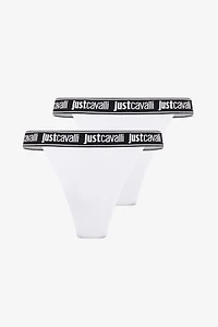 Two-Pack White Cotton Panties With Logo Waistband