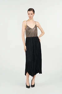 Silk Midi Skirt with Monogram RC