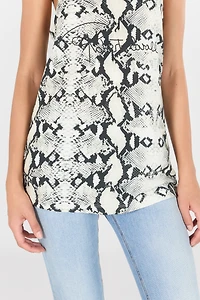 Racerback tank top with python-effect print