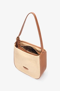 Beige Woven Medium Shoulder Bag