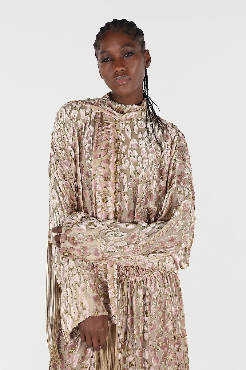 Long Dress With All-Over Dappled Pattern