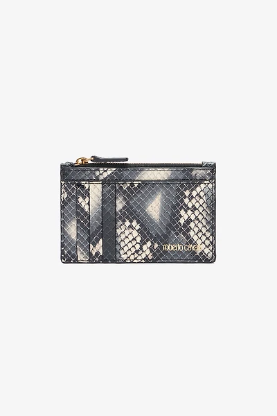 Printed leather cardholder with zip
