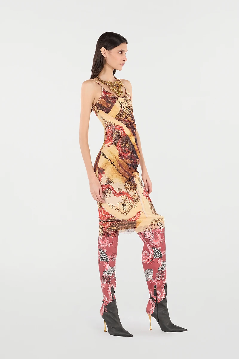 Sheath Dress With Oriental Print