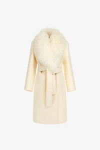 Cream Coat With Detachable Fur Collar