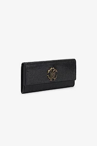 Black Crystal-Embellished Pochette Bag With Mirror Snake Monogram