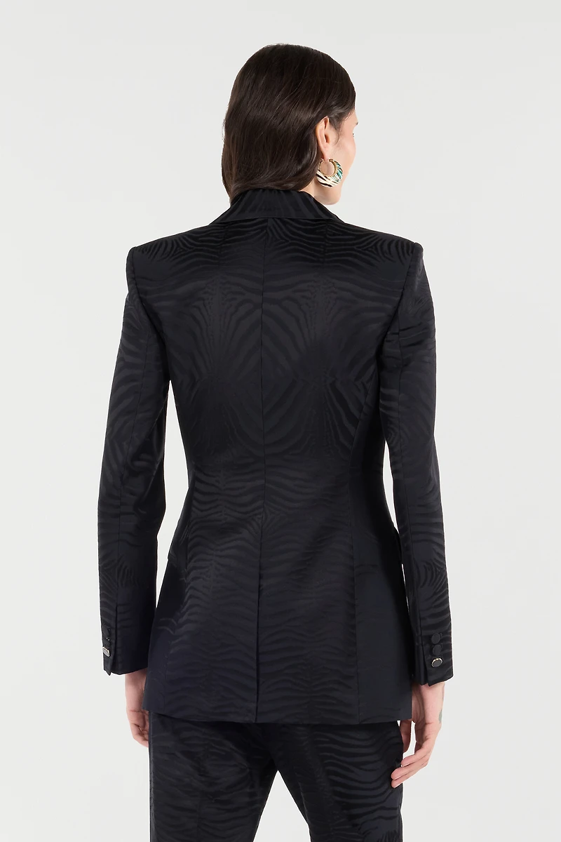 Blazer With Solid-Color Tiger Skin Design