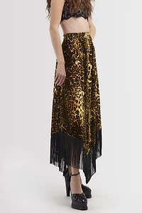 Long skirt with fringe