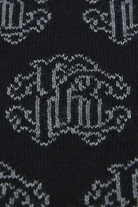 Black Wool Scarf With Monogram RC