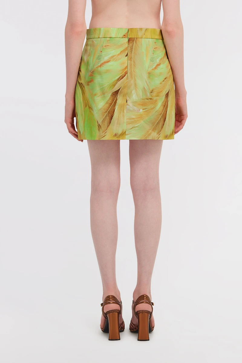 Plumage Print Mini Skirt