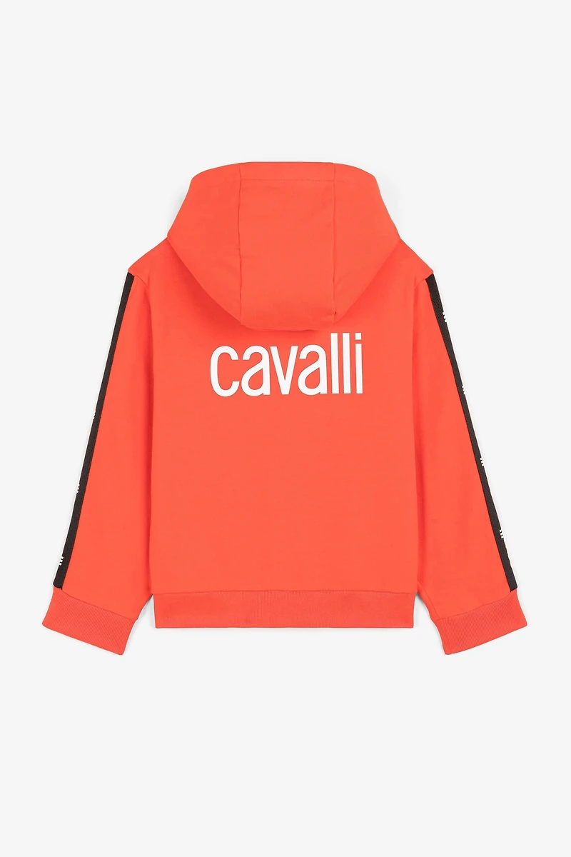Logo-Stripe Zip Hoodie