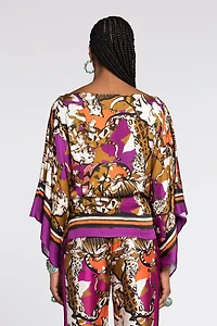 Wild Cat-Print Kaftan Top