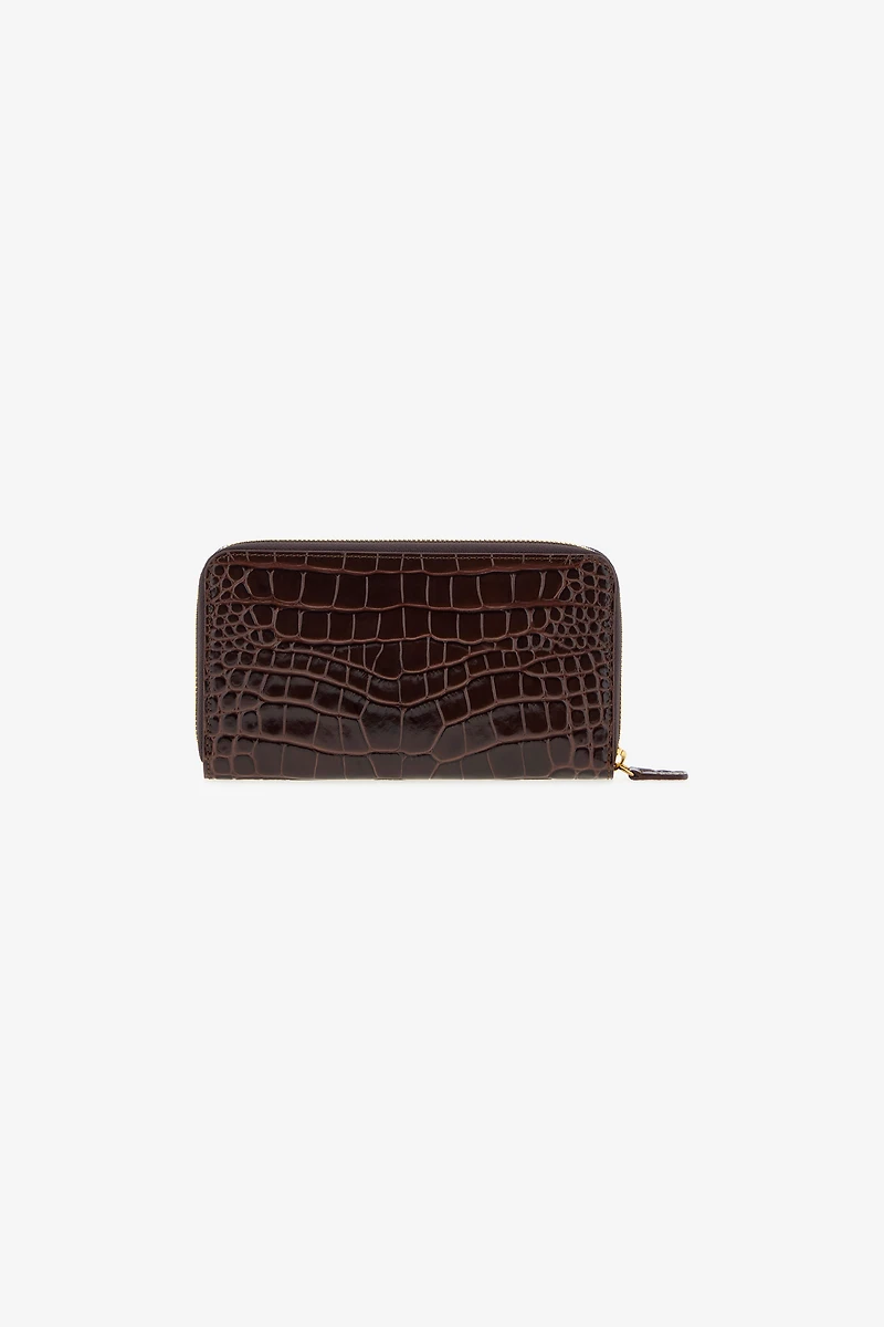 Brown Croc-Effect Wallet