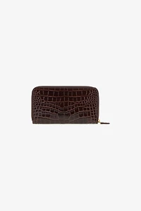 Brown Croc-Effect Wallet
