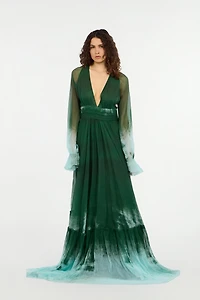 Long Empire-Style Pure Silk Dress