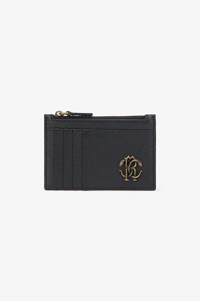 Black Card Holder with Mirror Snake Monogram