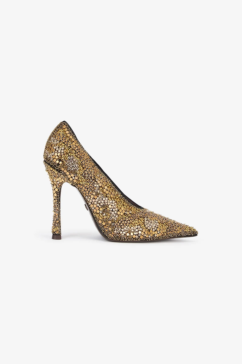 Gold Pointed-Toe Pumps