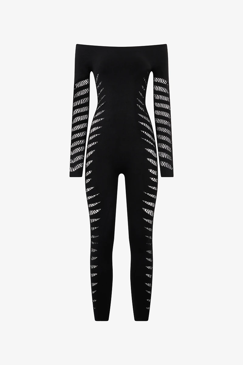 Jumpsuit With Perforated Zebra Pattern