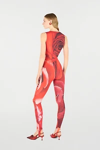 Rose-Print Sleeveless Jumpsuit