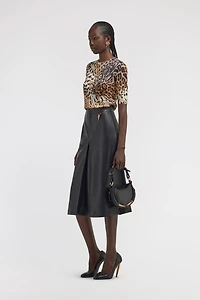 Leather midi skirt