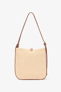 Beige Woven Medium Shoulder Bag