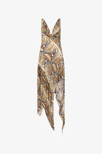 Python Print Silk Midi Dress