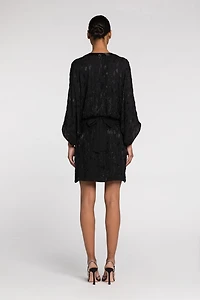 Bead-embellished short silk dress