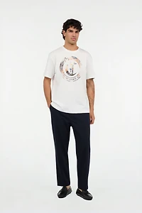 White T-Shirt with JC Monogram and Logo