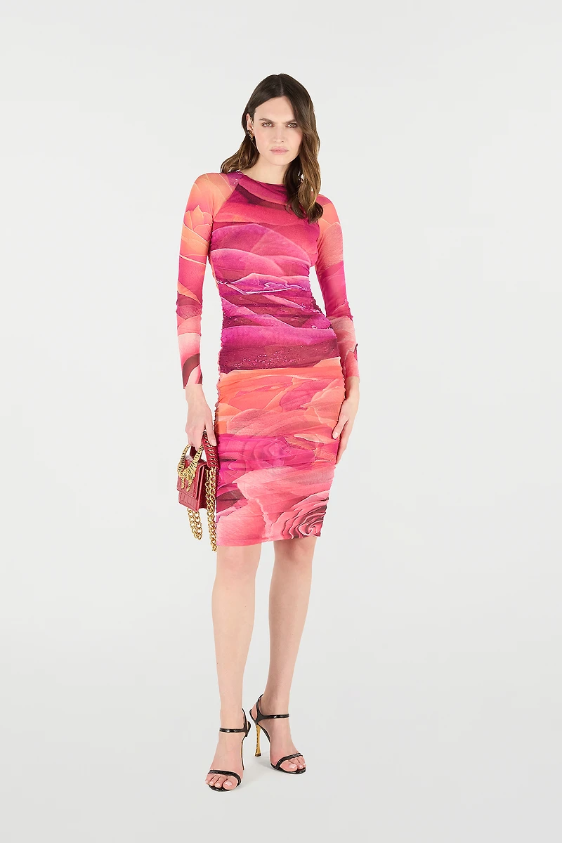 Sheath Dress With Rose Print