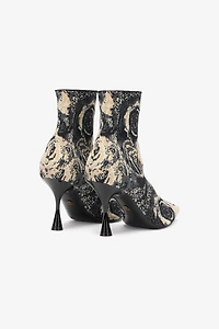 Ankle Boots With Rose Inlay