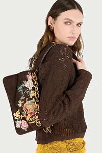 Suede Bag With Naturalistic Pattern