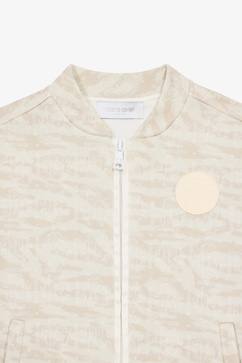 Zip-Up Sweatshirt With Tiger Skin Print