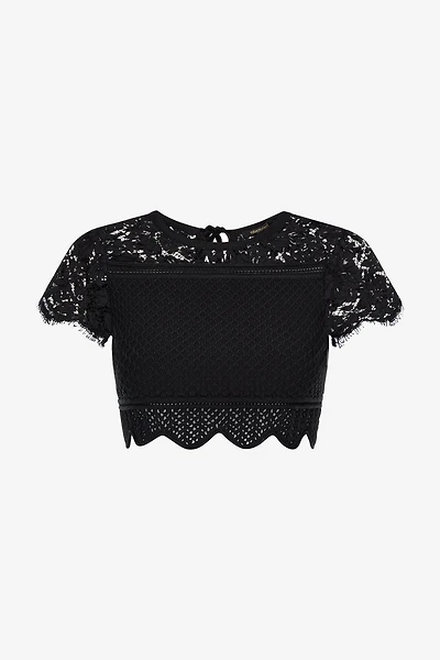 Black Lace Crop Top